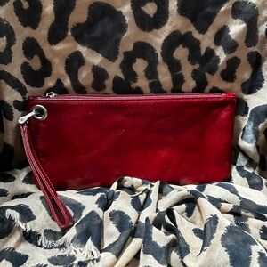 Hobo red leather clutch purse